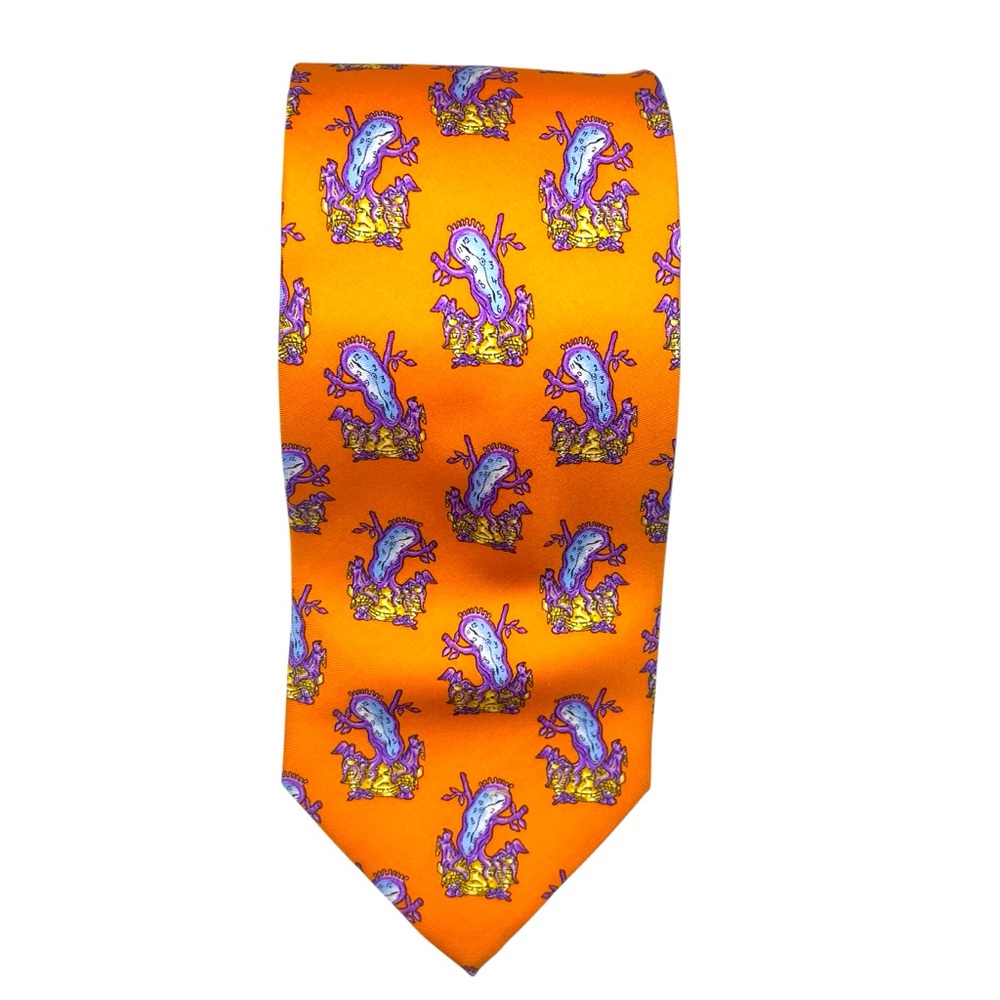 Salvador Dali “The Nobility of Time”Melting Clock Sculpture Silk Novelty Tie